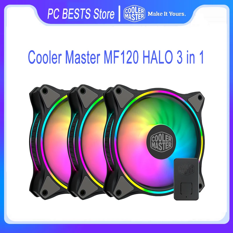 Master Mf120 Halo 3 In 1 Kit 5v 3pin Pwm Addressable Rgb 120mm Quiet Computer Case Fan With Controller