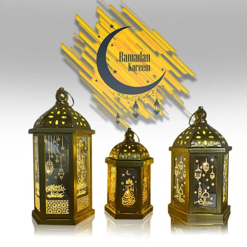 

Ramadan Decor Lamp Metal Home Decoration LED Light Hanging Lantern Home QX2E