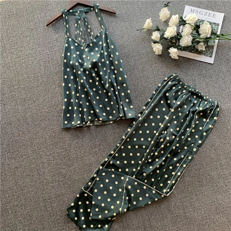 Женский шелковистый костюм Pajams новый женский пижамный комплект из 2 предметов