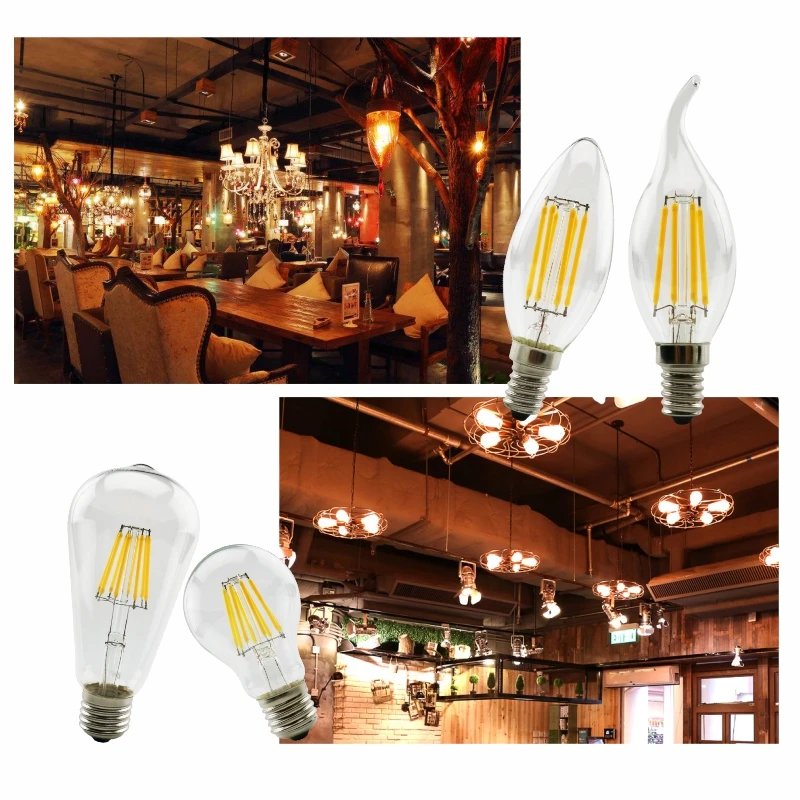 2W 4W 6W 8W E27 E14 Retro Edison LED Filament Bulb Lamp 220V-240V Light Bulb C35 G45 A60 ST64 G80 G95 G125 Glass Vintage Bulb images - 6