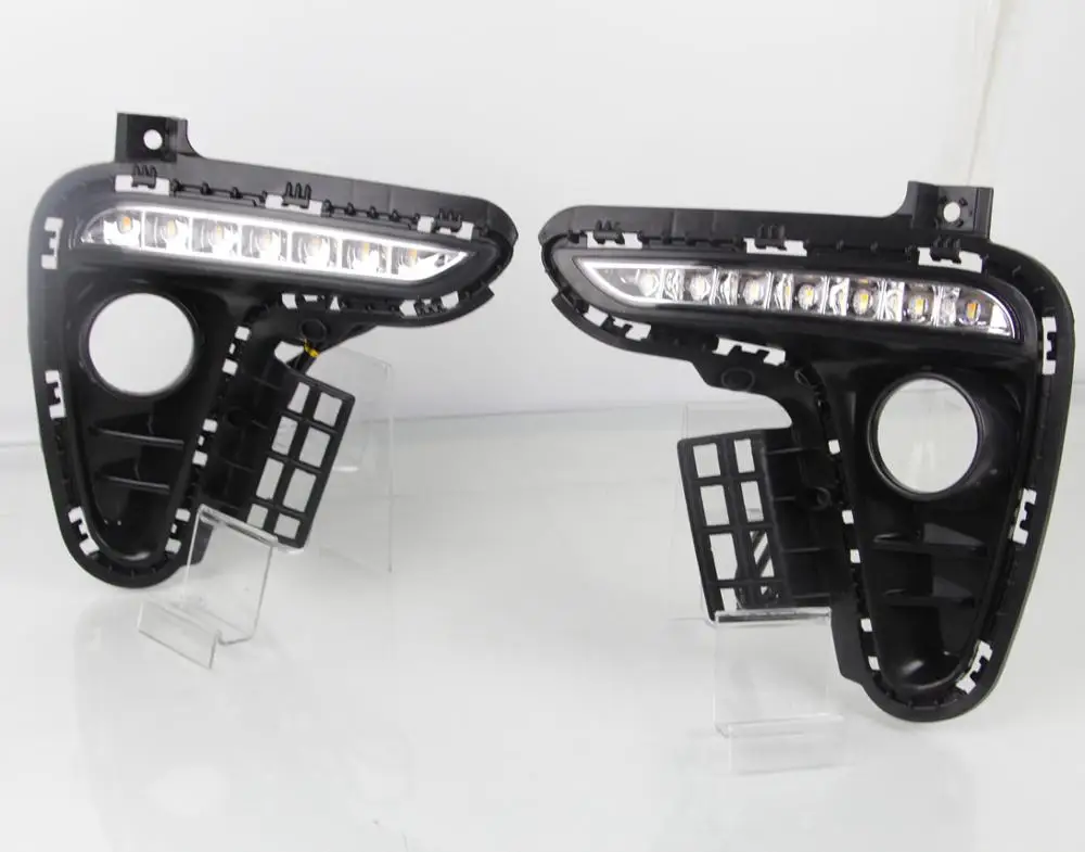 Автомобильный мигающий 2 шт. автомобильный DRL 12 В Светодиодный дневной ходовой светильник Дневной светильник авто для Kia Rio K2 желтый указатель поворота стиль реле - Цвет: No Chrome