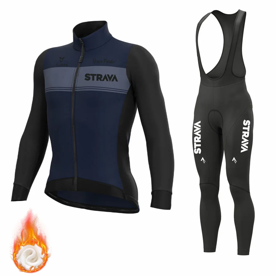 

Зимний теплый флисовый комплект из Джерси для велоспорта 2021 STRAVA Mountian велосипедная Одежда MTB Pro мужской костюм