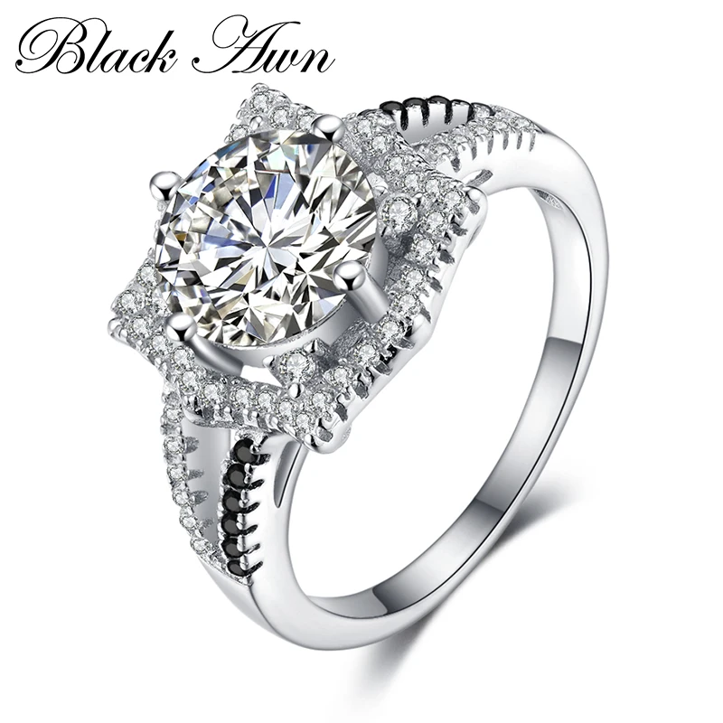 BLACK AWN 2021 New Genuine 100% Sterling 925 Silver Jewelry Square Engagement Rings for Women Gift C375