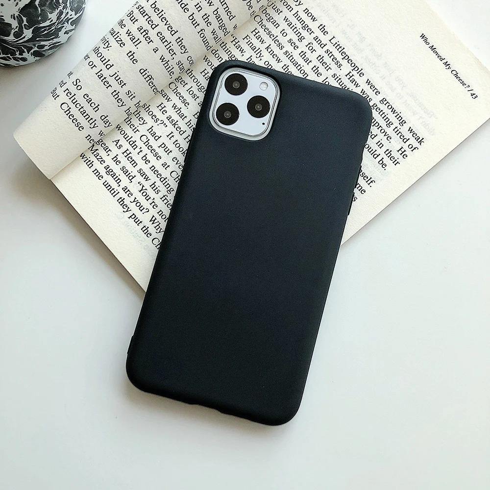 Black Однотонные силиконовые чехлы для iphone 11 11Pro Max для Apple 6 6S Plus X XS MAX XR 7 8 милый мягкий модный простой чехол для телефона - Цвет: Black