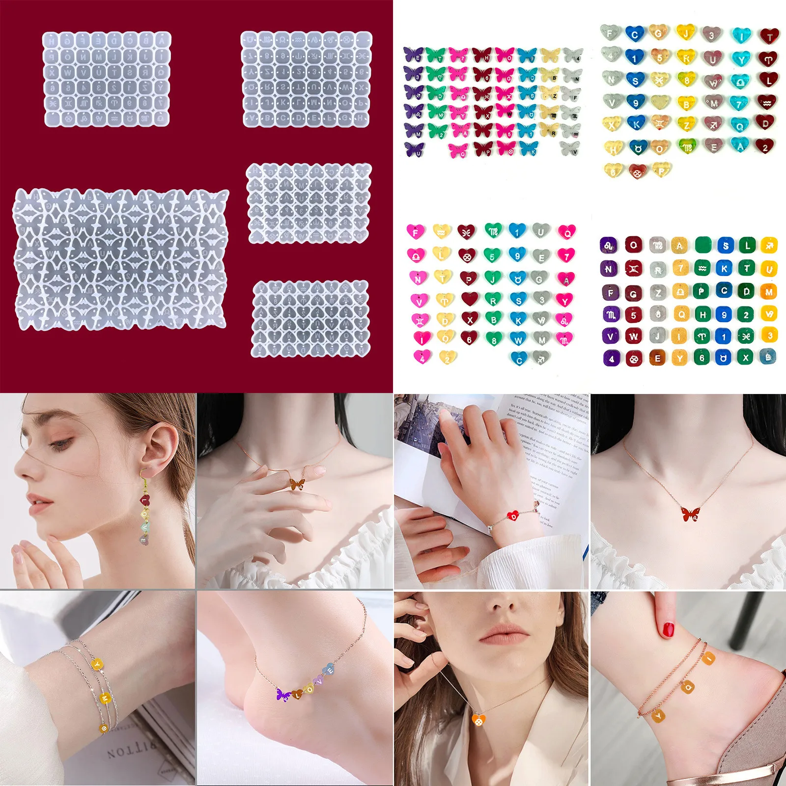 

DIY Love Letter Earrings Crystal Epoxy Resin Mold Love Letter Number Earrings Pendant Constellation Bracelet Silicone Mold