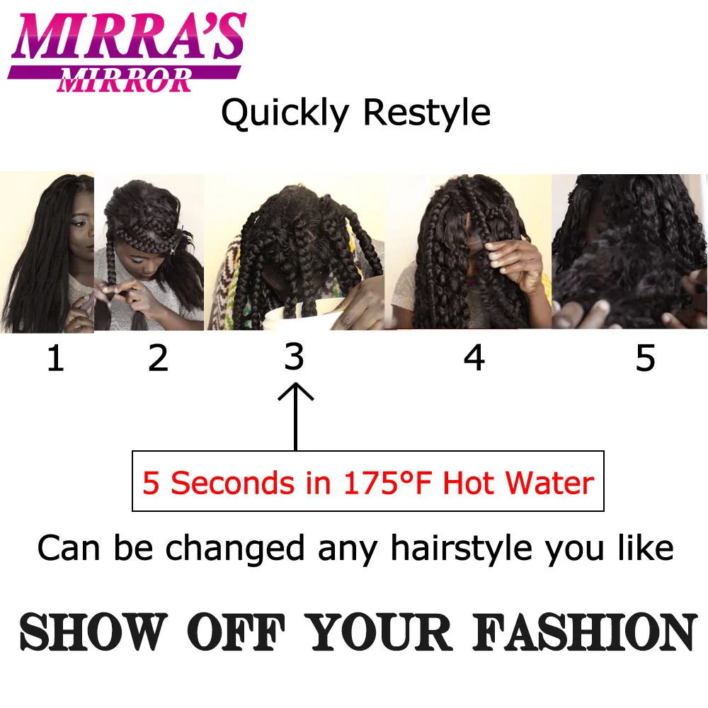 

Mirra's Mirror Easy Jumbo Braids Hair Extensions Pre Stretched Braiding Hair Yaki Texture Afro Synthetic Hair Hot Water Set