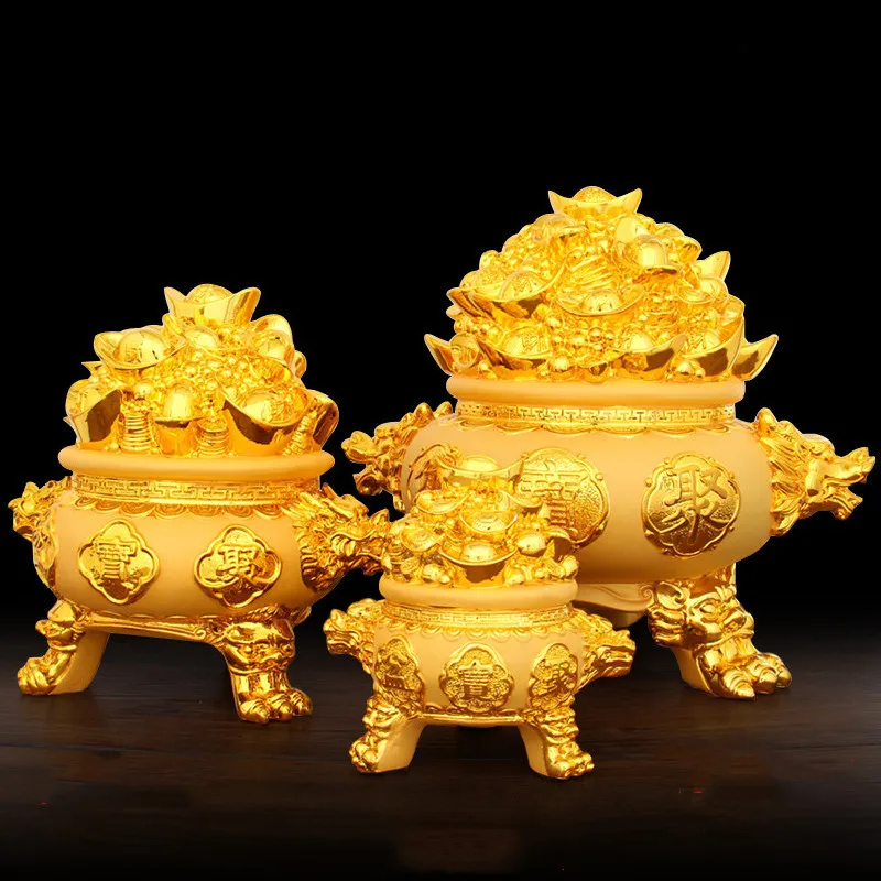 Chinese Style Golden Treasure Board Lucky Plate Resin Ornaments Home Study Living Room Crafts Gifts Shop Opening Auspicious | Дом и сад