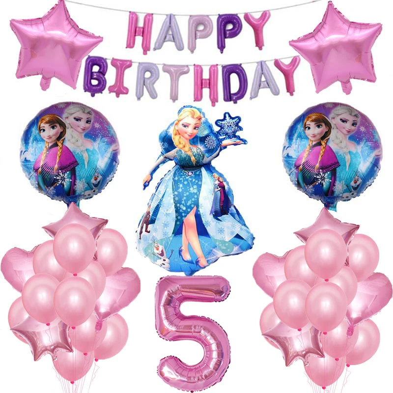 Globos de helio de princesa de Frozen de Elsa, Disney, n&uacute;mero de 32 pulgadas, decoraciones de fiesta de cumplea&ntilde;os para ni&ntilde;as, juguetes para ni&ntilde;os-4
