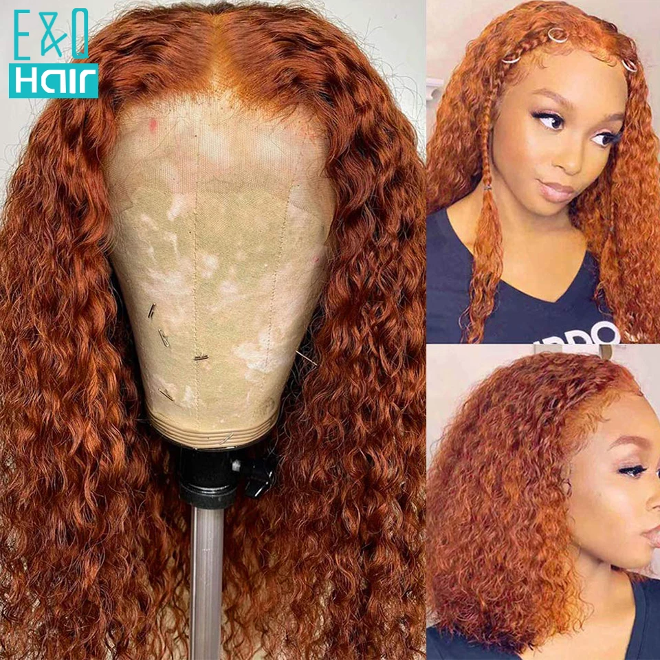

Burnt Orange Ginger Lace Front Wig Curly Lace Front Human Hair Wigs 13x4 HD Lace Frontal Wig Peruvian Hair Wigs For Women 180%