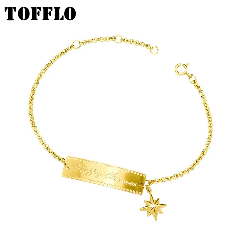 

TOFFLO Ins French Style Good Luck Eight-Star Bend Bracelet Retro Fashion Jewelry Stainless Steel Bracelets For Women BSE106
