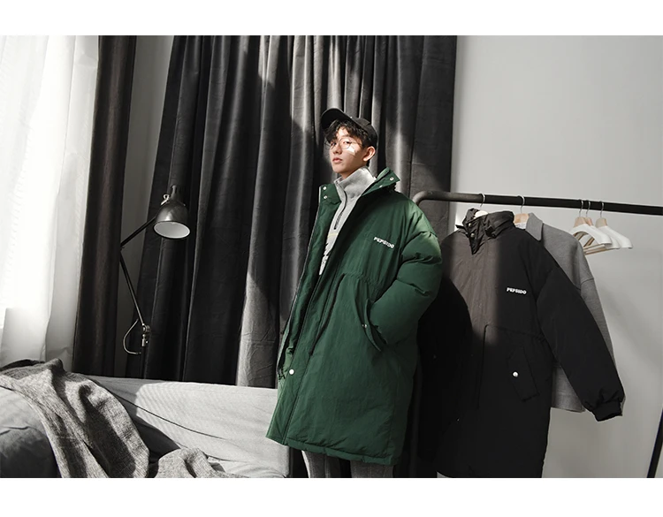LAPPSTER зимняя куртка мужская парка Мужская Harajuku толстое длинное пальто ветровка корейская мода вышивка теплые куртки-пузырь