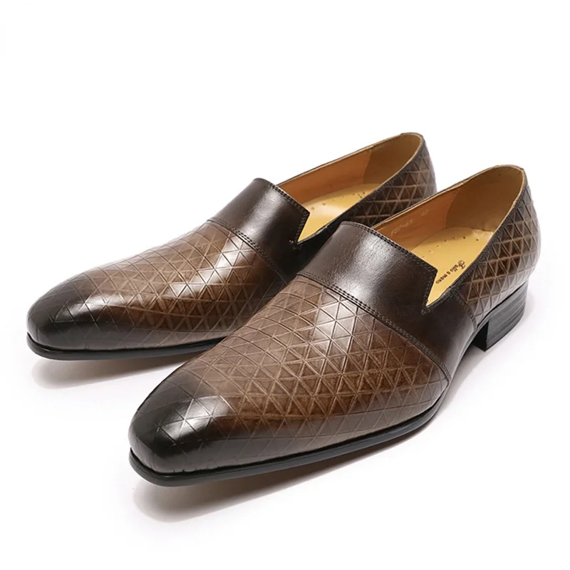 

Italian Style Men Loafers Shoes Casual High Quality Leather Elegant Black Brown Shoes Slip on Party Wedding Pointed Shoes Men