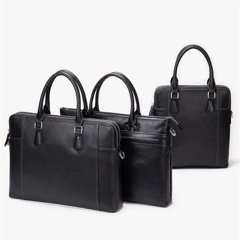 Fashion Men Briefcase Bag Genuine Leather Shoulder Messenger Bags Quality Tote Bag Business Handbag For 14