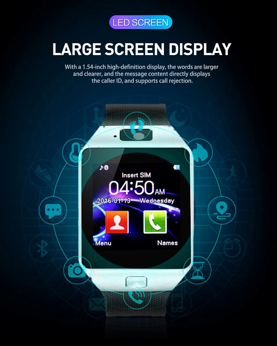 touch screen smart watch dz09 with camera bluetooth wristwatch sim card smartwatch for ios android phones support multi language free global shipping