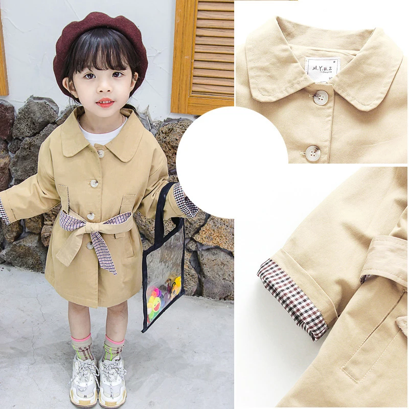 Куртки для девочек весна осень 2019 новая модная ветровка малышей однотонное