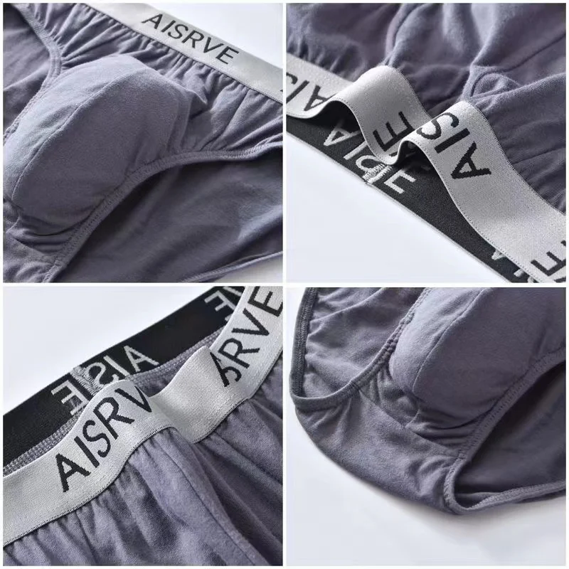 4Pcs/Lot Pure Cotton Men's Briefs Mid-waist Youth Man Briefs Loose Oversized Male Briefs Shorts Stretch Briefs