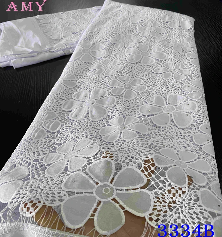 

African Dry Lace Fabric 2020 High Quality Embroidery Nigerian Swiss Voile Lace Cotton Fabrics For Women Dress AMY3334B