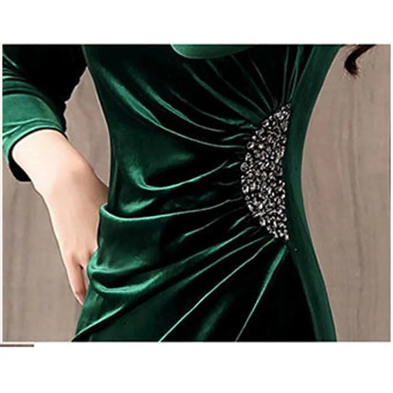 Женское осенне-зимнее элегантное бархатное платье женское модное