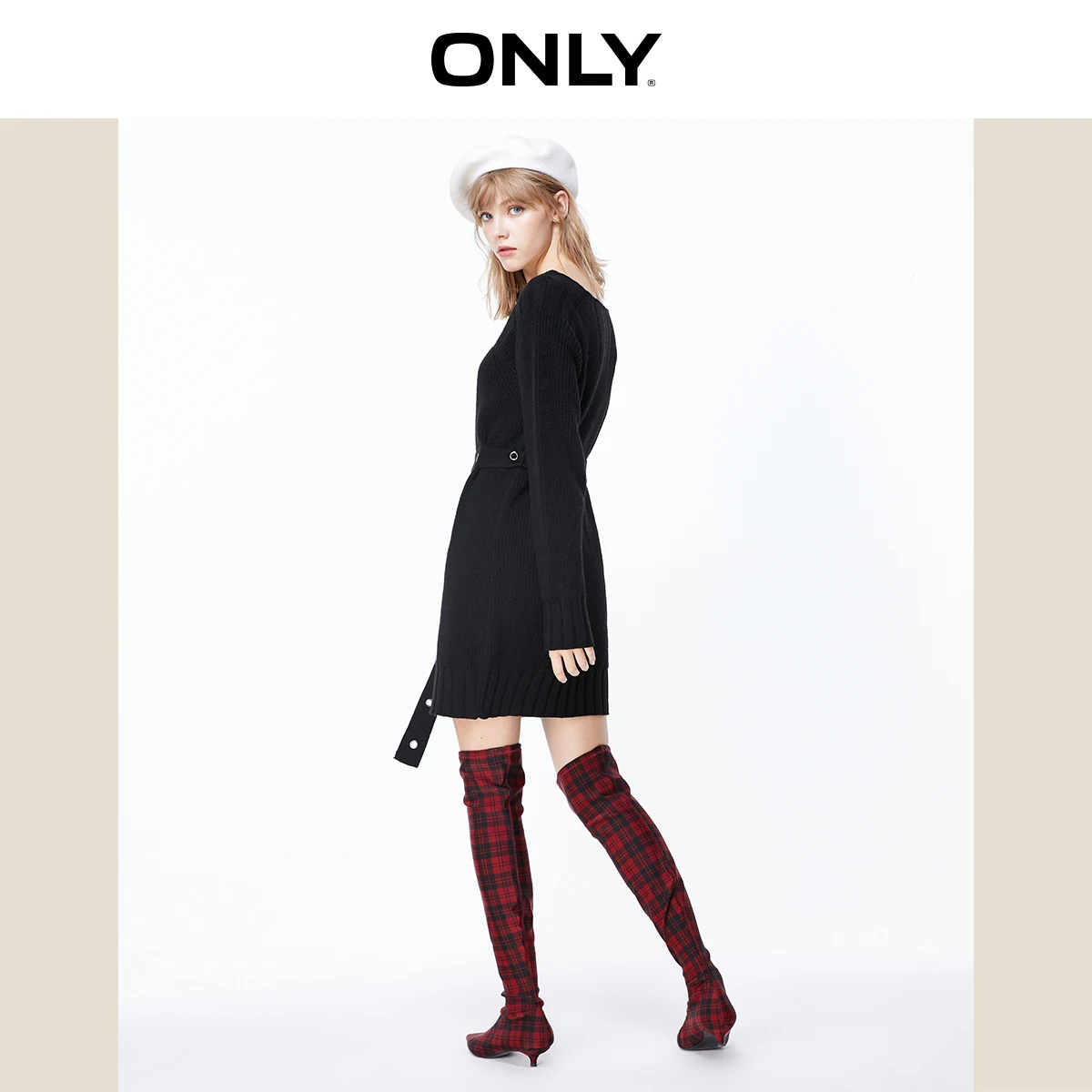 ONLY Autumn Winter Women's Loose Fit Cinched Waist Knit Dress | 119346523