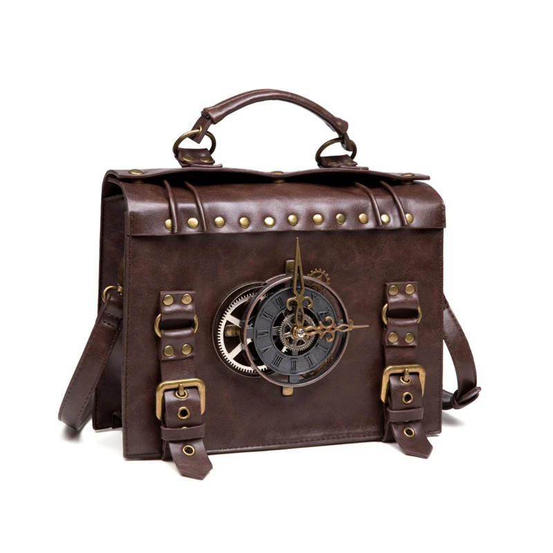

New Female Retro Pu Bag Steampunk Industrial Retro Goddess Style One-Shoulder Diagonal Bag