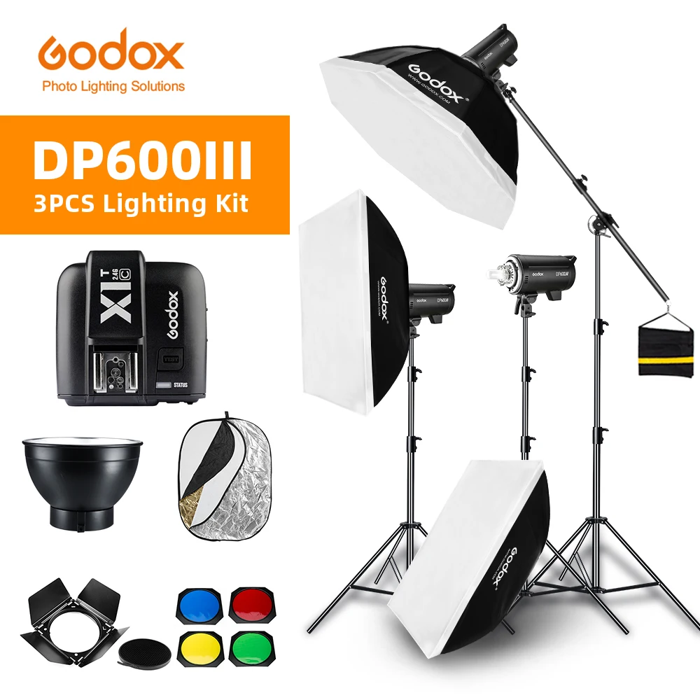 

Вссветильник шка Godox DP600III 3x1800 Ws 600 Вт для фотостудии, софтбокс, светильник ительная стойка, штанга для фотостудии Arm Top Light Stand