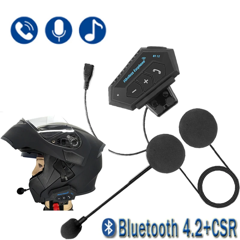 T2 Bluetooth 4.2 CSR Motorcycle Helmet Headsets BT Wireless Moto Stereo Earphone Handsfree with Microphone Waterproof