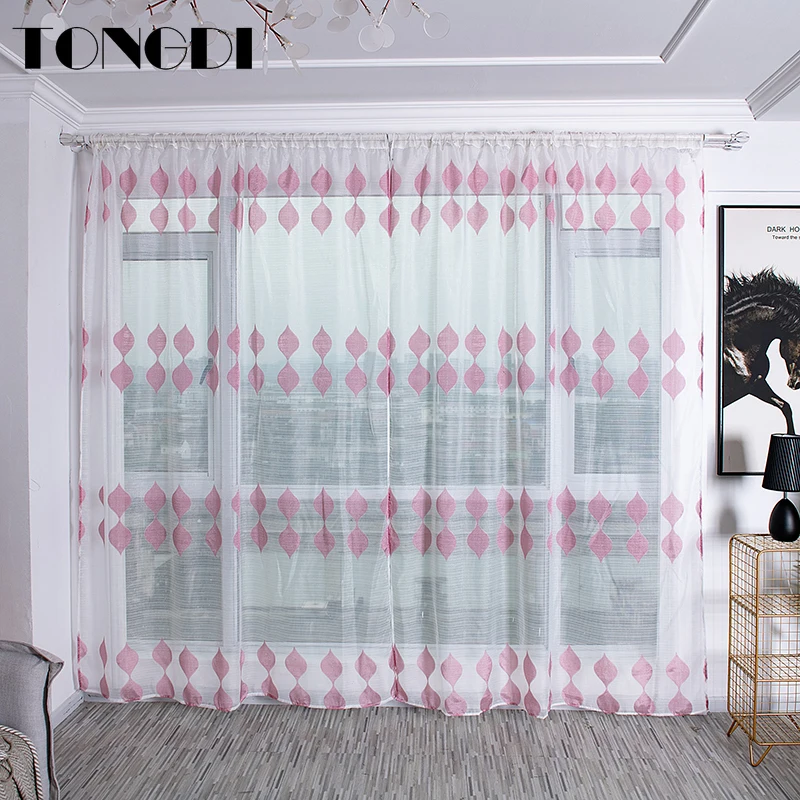 Белая Тюлевая занавеска TONGDI с принтом элегантные цветочные занавески прозрачные