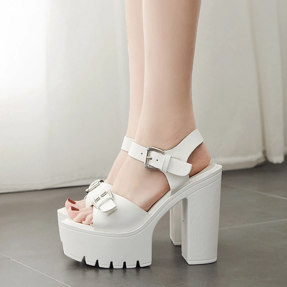 

DoraTasia 2020 New Arrivals Women Sandals Square Heel Peep Toe Med Platform Summer Casual Woman Shoes