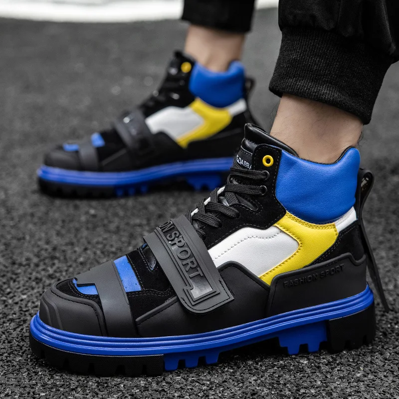 

Мужские ботинки с высоким берцем, мужская обувь, кожаные ботинки, индивидуальные Ботинки Martin, корейский тренд, оснастка, стандартные Ботинк...