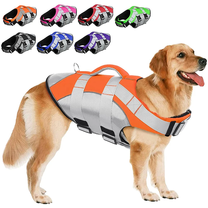 

Summer Pet Dog Float Coat with Reflective Strips and Rescue Handle,Adjustable Ripstop Pet Life Vest for Small,Medium, Large Dogs