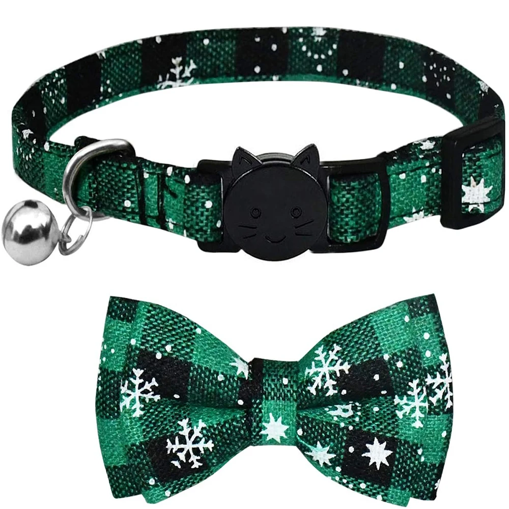 Рождественский ошейник для кошки с милым галстуком бабочкой и колокольчиком