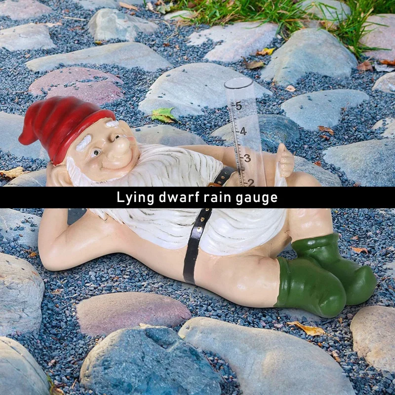 Полимерная карликовая статуя озорного карлика дождемер садовое украшение