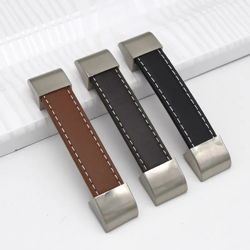 Высококачественные кожаные ручки для мебели ящика шкафа кухонные дверные ручка