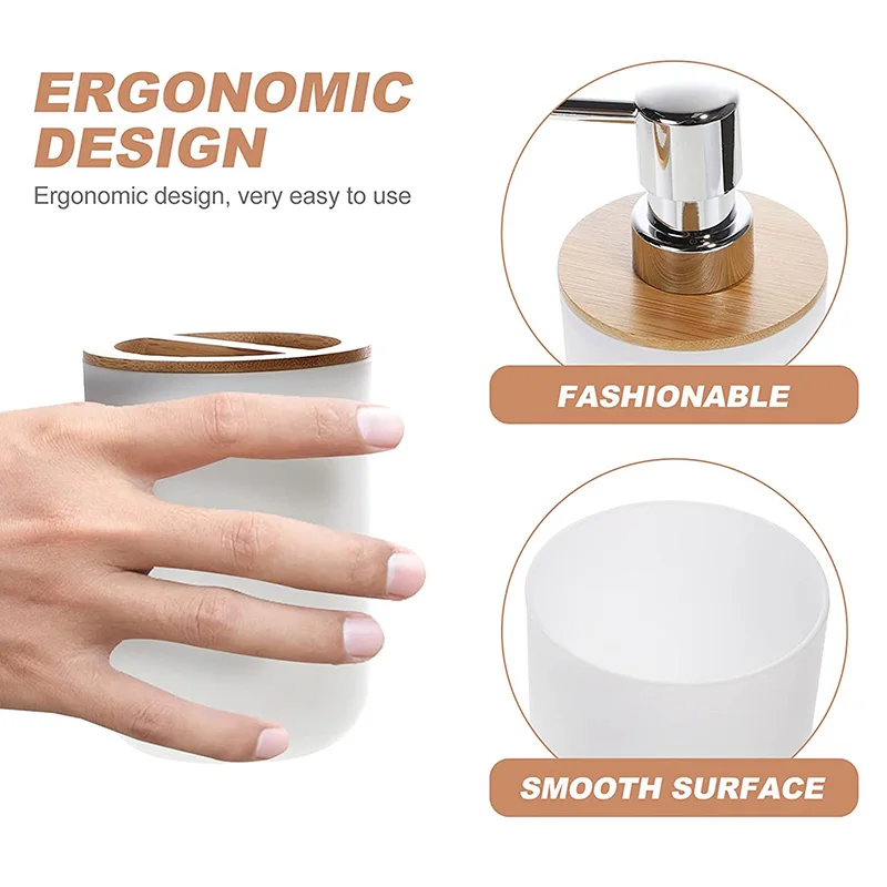 bathroom accessories set bamboo plastic bathroom kit toothbrush cup soap dispenser soap dish toilet brush holdertrash can free global shipping