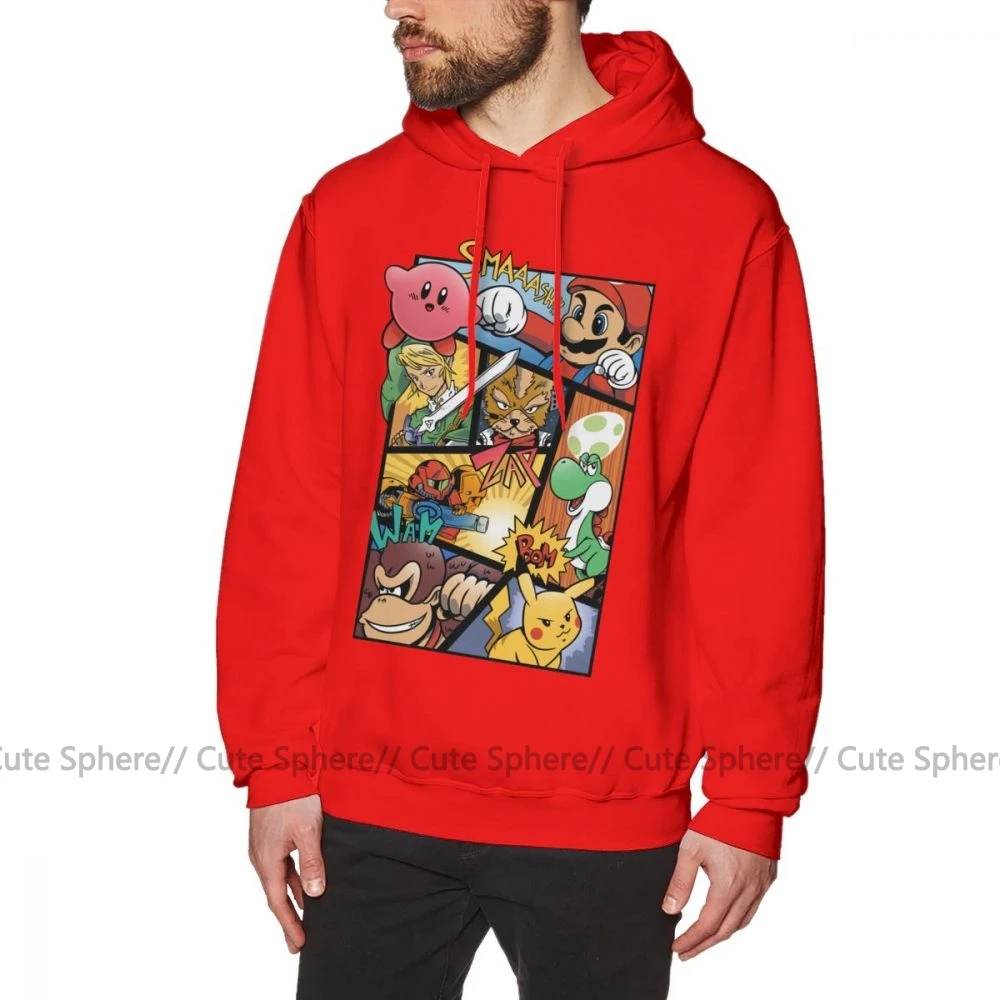 Smash Bros Толстовка Dairanto Smash Bros толстовки свободный Зимний пуловер Толстовка длинная синяя хлопковая Стильная мужская XXL толстовка - Цвет: Red