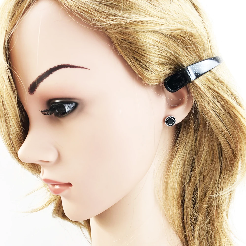 Круглые черные маленькие серьги гвоздики модные хорошие ювелирные украшения в