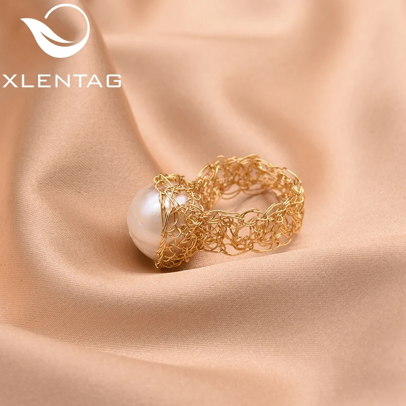 Женские обручальные кольца XlentAg белые жемчужные ручной работы из натуральной
