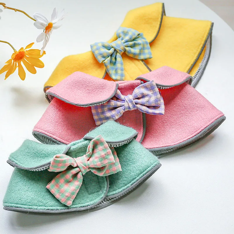 Розовые зеленые желтые нагрудники для кошек двухслойные шерстяные клетчатые