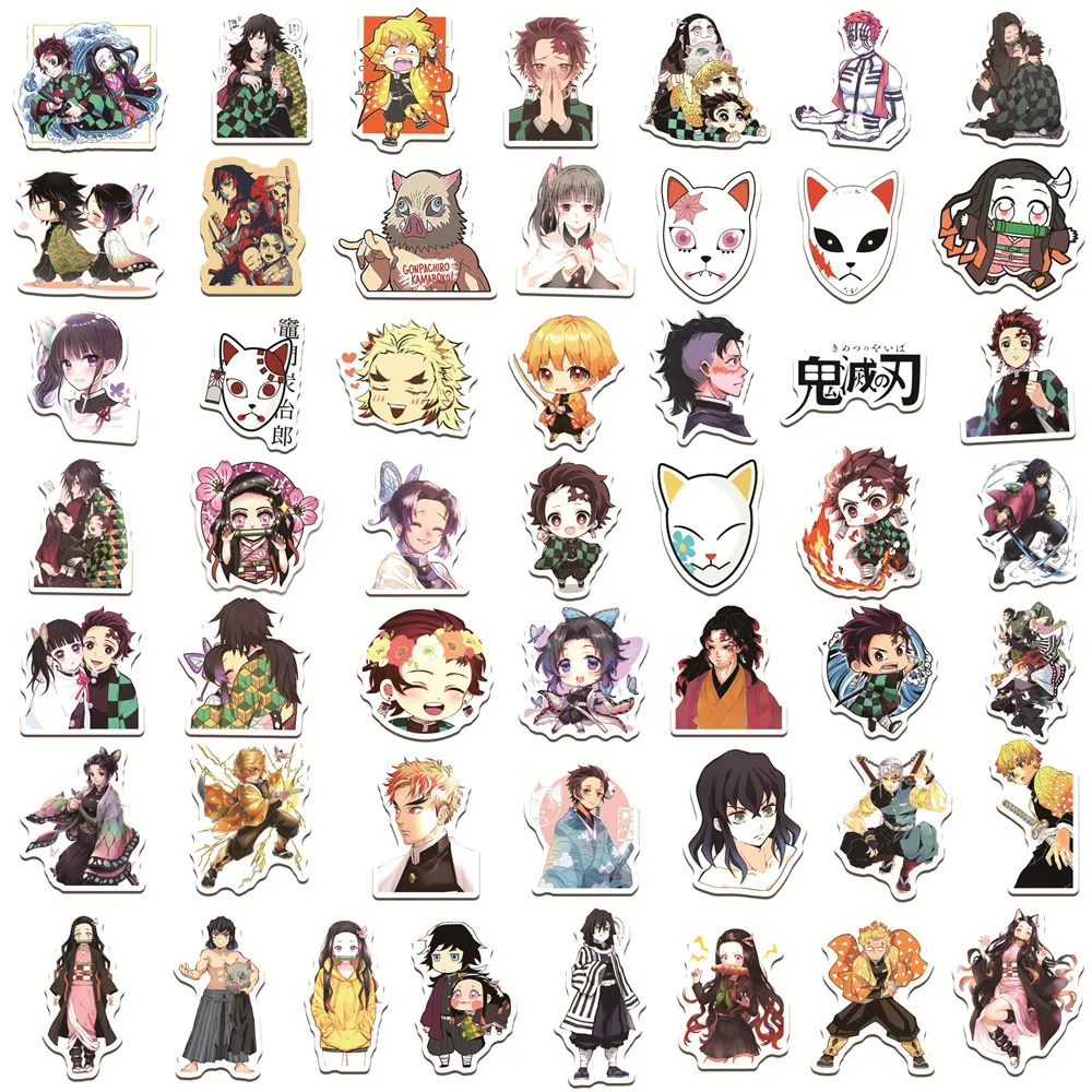 

50Pcs Japan Anime Demon Slayer Kwaii Style Stickers Kimetsu No Yaiba Luggage Laptop Bottle Waterproof Custom Label