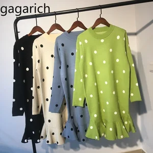 Женский вязаный свитер в горошек Gagarich, Свободный Повседневный пуловер в Корейском стиле с круглым вырезом, весна-осень 2019