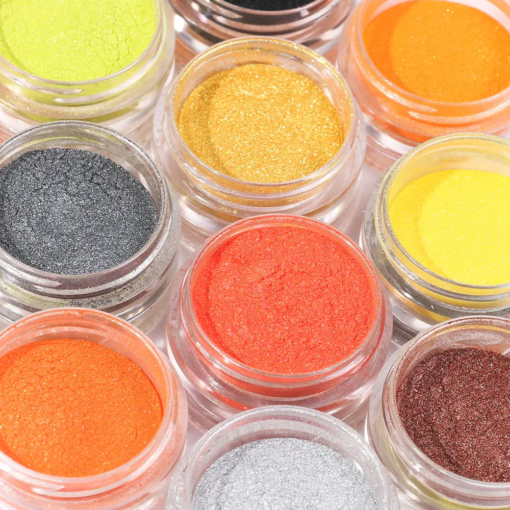 

12colors/set Nail Glitter Colorful Nail Powder Dust Chrome Pigment Manicuring Art Decoration