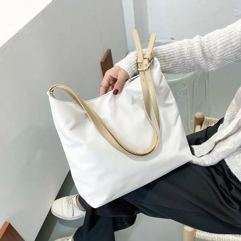 2021 New Fashion Densified Canvas Tote Bag Women's Single Shoulder Large Capacity Handbag Nature Style Casual Female Purse