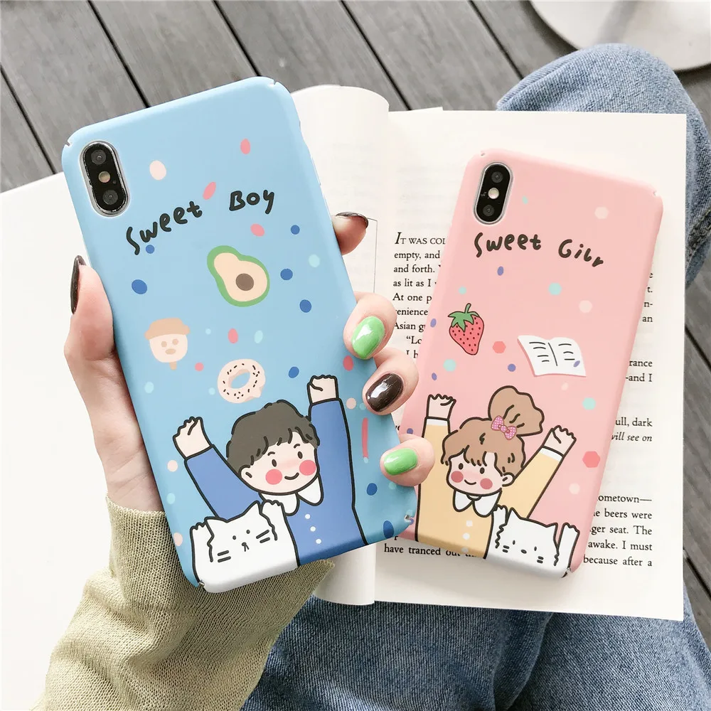 For Huawei P30 P20 Lite Pro Mate 30 20 Cartoon Girl And Boy Hard PC Case Honor 10 9i 10i 8X Cover |