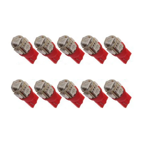 

10x T10 194 168 501 W5W CULOT 5 LED 5050 SMD Bulb Night Lights RED 12V car lights-ABUX