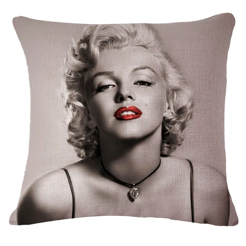 Декоративная подушка Marilyn Monroe хлопчатобумажная льняная для дивана Наволочка на