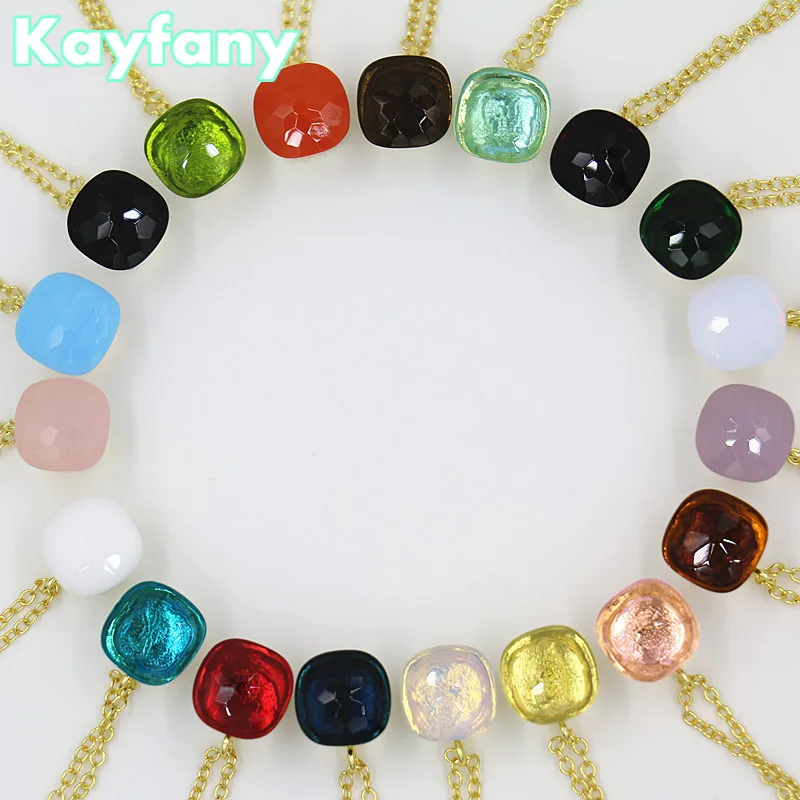 

Pomellato Crystal Necklace Candy Color Necklace For Women Candy Style Synthetic Crystal 45CM Chain Pendant Necklace Gifts