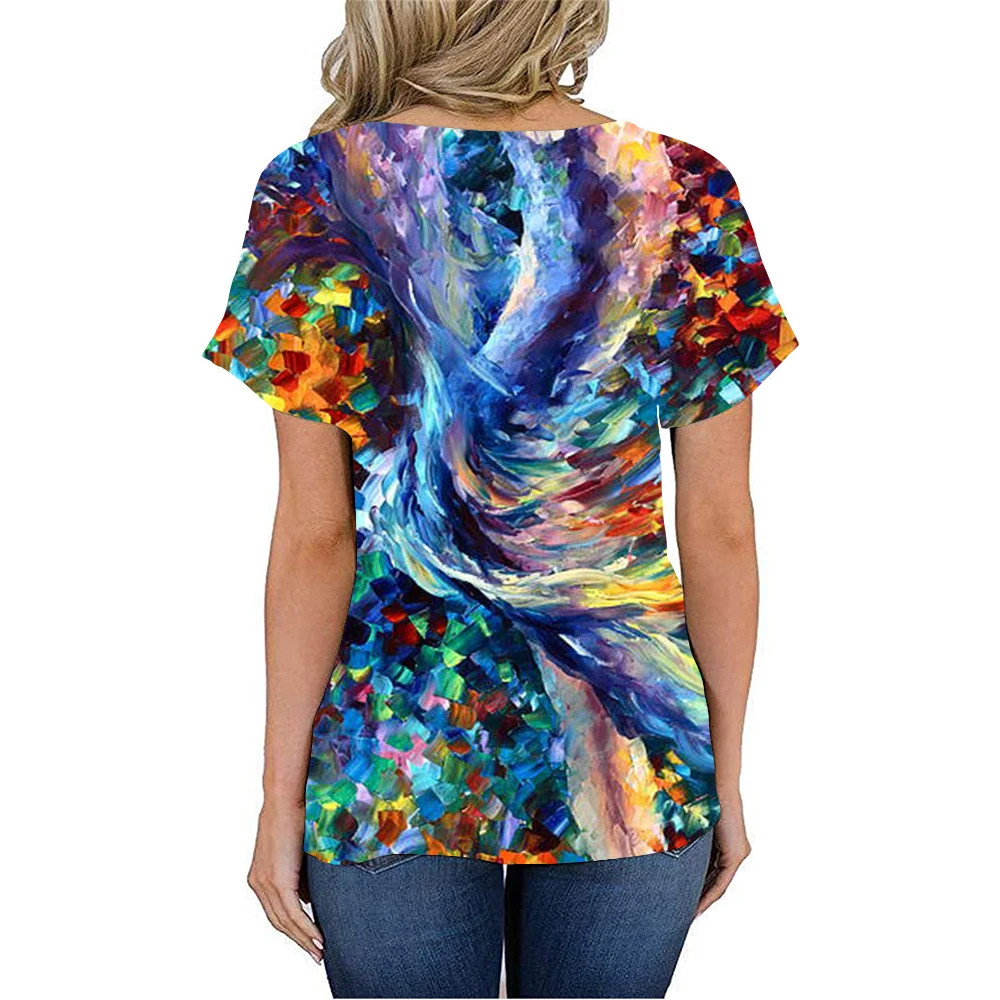 

Women'sDrawT-ShirtGraphicTShirtArt3DPrintV-neckShirtCottonTopsGirlsTees