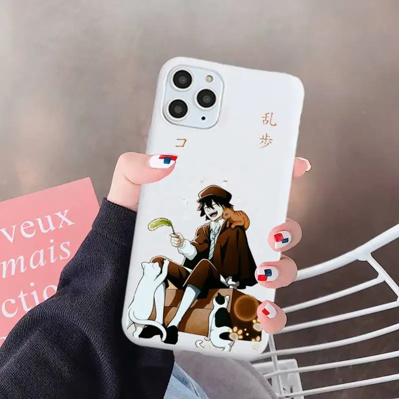 

Japan anime bungou stray Phone Case White Candy Color for iPhone 6 7 8 11 12 s mini pro X XS XR MAX Plus