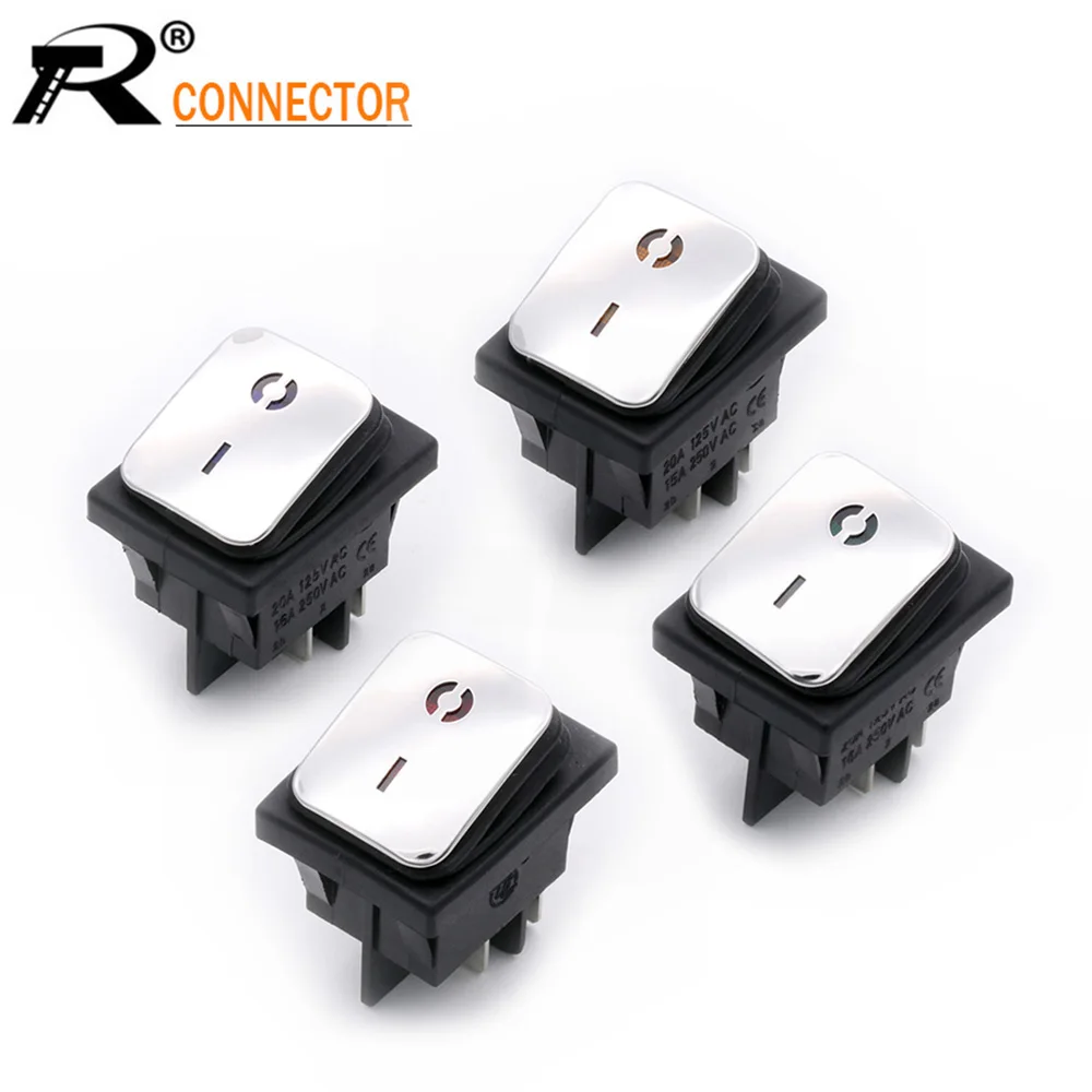 

KCD2 Rocker Switch Waterproof cap 25X31mm 4pin with Silver contact large current rocker power rocker switch 20A/125V 15A/250V