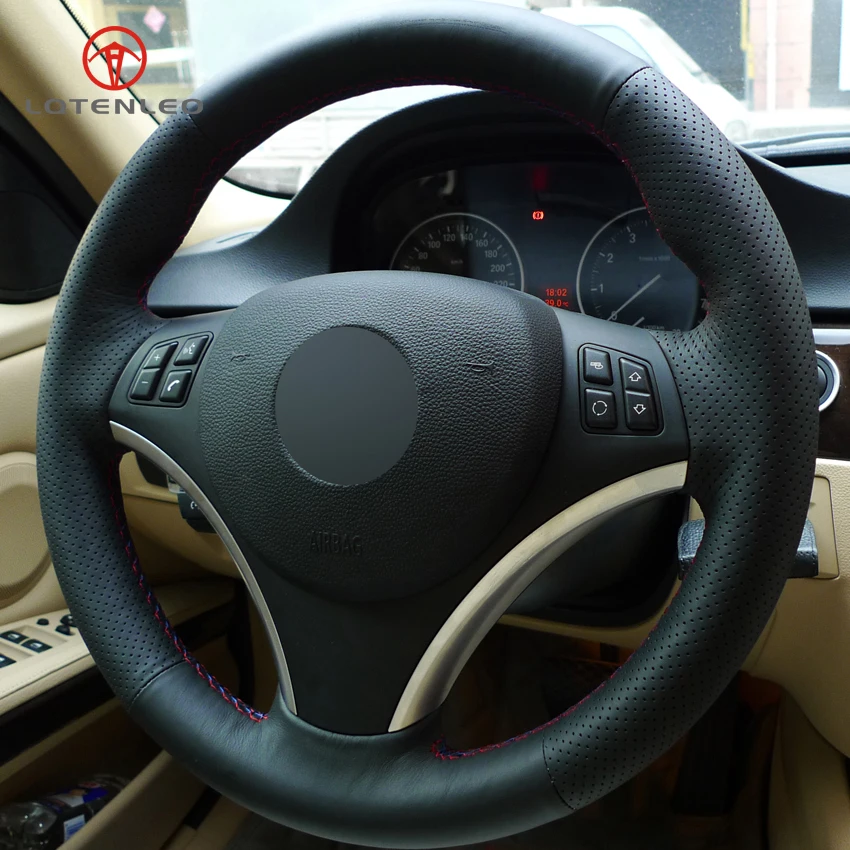 LQTENLEO черная натуральная кожа DIY Ручная лампа для BMW M Sport 1 серии E87 E81 E82 E88 120i 130i 120d X1
